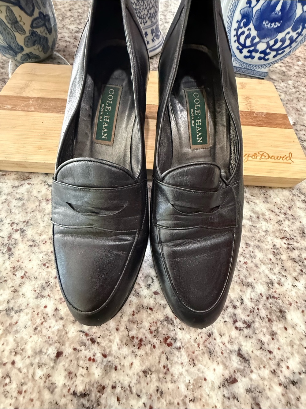 Cole Haan Black Leather Penny Loafers Pumps